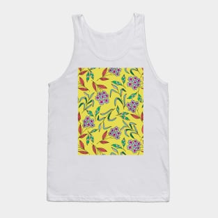 Colorful happy flower blossom pattern in yellow Tank Top